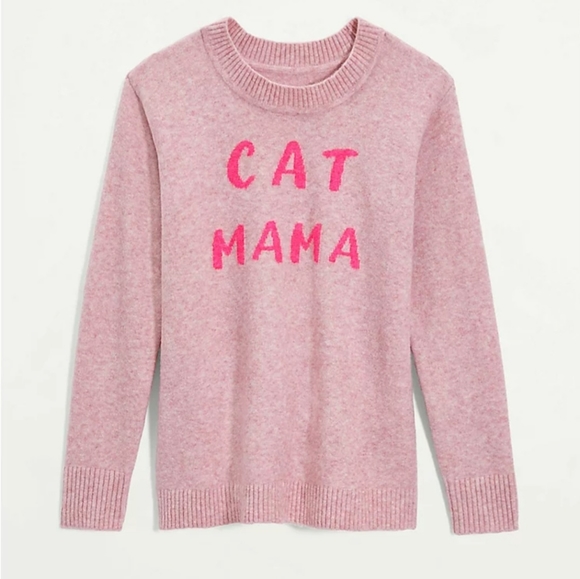 LOFT Sweaters - Loft whimsical Cat Mama pink sweater, M